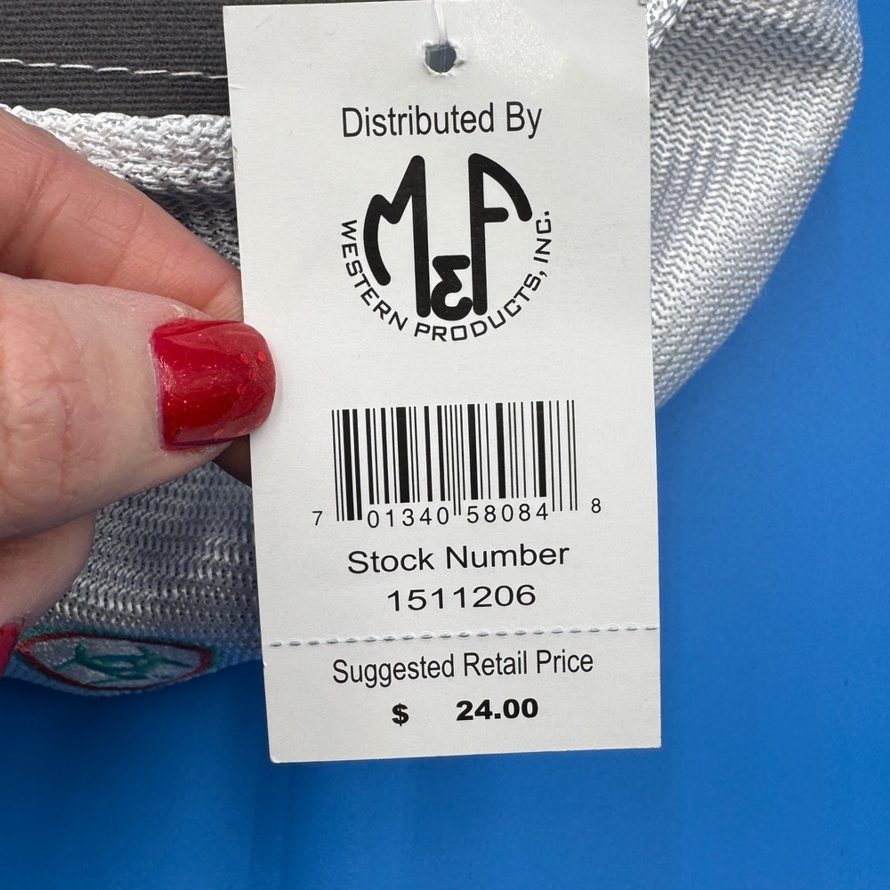 Ariat Trucker Hat Grey Turquoise Aztec Southwestern Logo Mesh Back Snapback - Picture 9 of 9